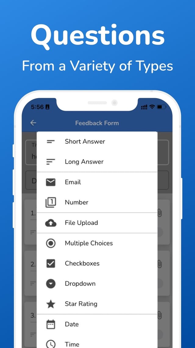 SurveyHeart app: Over 20 question types